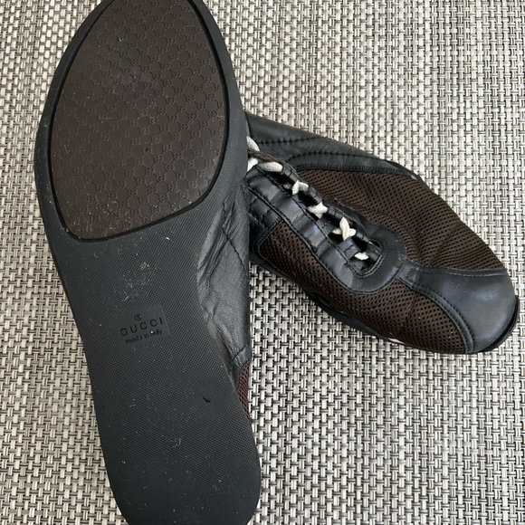 Men’s “GUCCI” Brown Leather/Fabric Sneakers - Picture 4 of 6